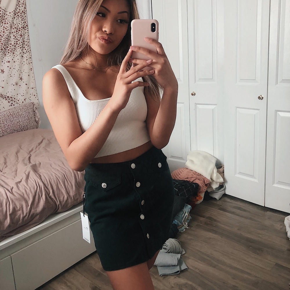 forever 21 dark green skirt